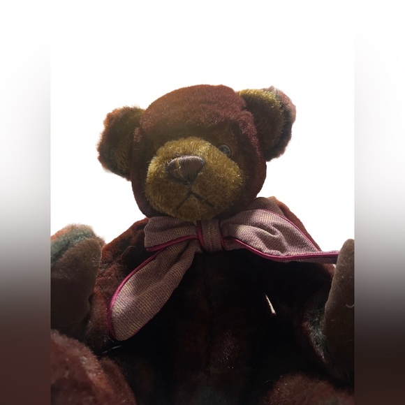 Color RICH Plush Collector Teddy Bear with Bow and Brown eyes SO Cute! - Picture 5 of 12